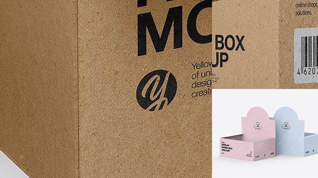 4188+ Opened Kraft Box PSD Mockup Back Half Side View High-Angle Shot Exclusive and Stylish Design PSD