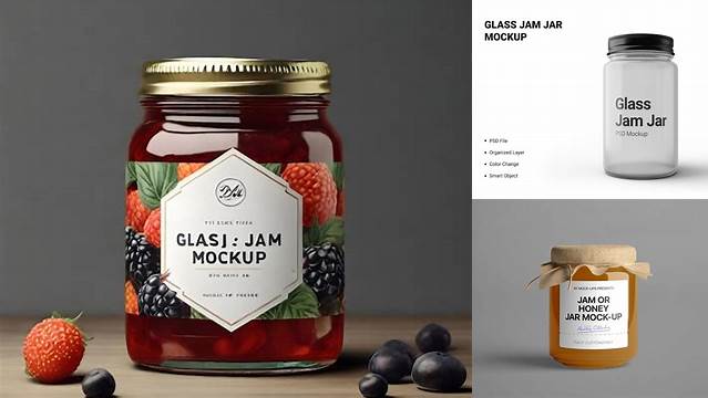 419+ Glass Berry Jam Jar PSD Mockup Photoshop Freebie