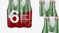 4194+ 6 Green Glass Bottles Pack PSD Mockup Customizable Design Files