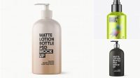 4194+ Matte Metallic Cosmetic Bottle with Pump PSD Mockup Digital Download