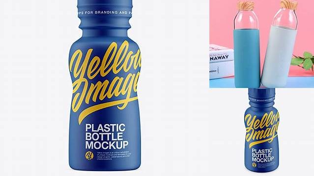 4196+ Bottle In Matte Shrink Sleeve PSD Mockup High Angle Shot Creative Design PSD Free Download