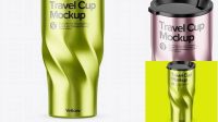 4199+ 390ml Stainless Steel Travel Cup PSD Mockup High-Angle Shot Elegant Free Template