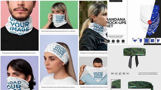 4199+ Bandana PSD Mockup Side View Free Mockup PSD Template