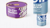 4202+ Matte Tin Can With Pull Tab PSD Mockup Front & Top View Smart Layer PSD