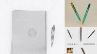 4203+ Kraft Sheet With Metallic Pen PSD Mockup Creative Digital PSD Download