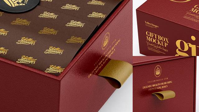 4203+ Opened Textured Gift Box PSD Mockup Half Side View Mockup PSD Free Download