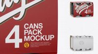 4204+ 4 Pack Can Mockup Smart PNG Image