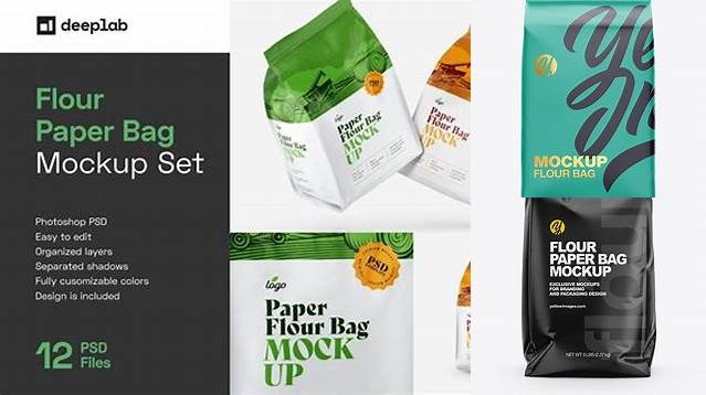 4204+ Paper Flour Bag PSD Mockup Front View Eye-Level Shot Download Exclusive PSD Mockups