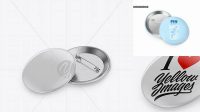 4205+ Two Button Pins PSD Mockup Half Side View High Angle Shot Layered PSD File Free Download