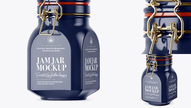 4207+ 900ml Glossy Ceramic Jam Jar with Clamp Lid PSD Mockup Half Side View Free Photoshop Mockup Design