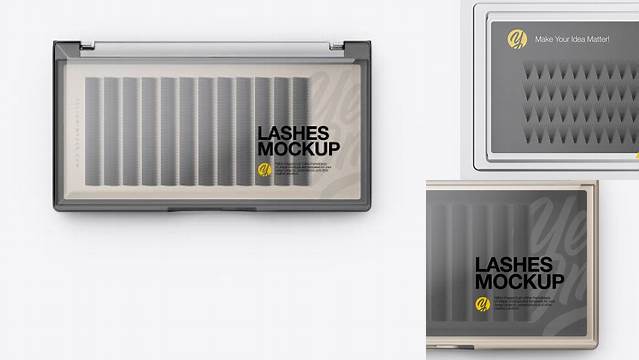 4208+ Closed Transparent Box with Lashes PSD Mockup Top View Creative Photoshop Resources