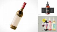 421+ Amber Glass Wine Bottle PSD Mockup Exclusive and Stylish Design PSD