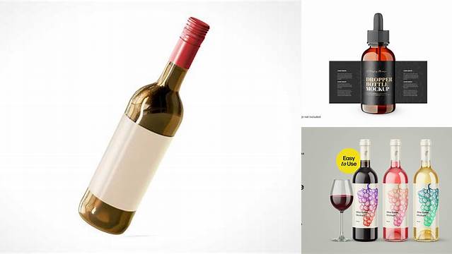 421+ Amber Glass Wine Bottle PSD Mockup Exclusive and Stylish Design PSD