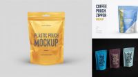 421+ Glossy Stand Up Pouch With Zipper PSD Mockup Front View Free Graphic Mockup PSD