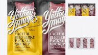 4210+ Vacuum Beef Jerky Package PSD Mockup Front View Creative Layered Design File