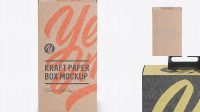 4211+ Kraft Paper Box with Hang Tab PSD Mockup FrontView high-angle shot Smart Object Free Photoshop File