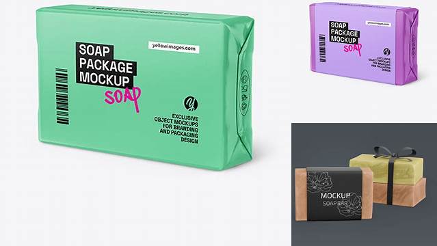 4214+ Glossy Soap Bar Package PSD Mockup High-End Professional PSD Resources