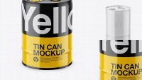 422+ 20L Tin Can with Closed Cap PSD Mockup Half Side View High-Angle Shot High-Quality PSD Files