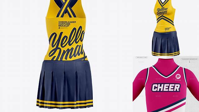 422+ Cheerleader Costume PSD Mockup Back View High-Resolution PSD Download