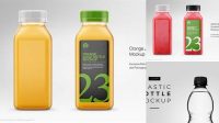 422+ Square Plastic Bottle With Paper Label PSD Mockup Premium Free Graphic Resource