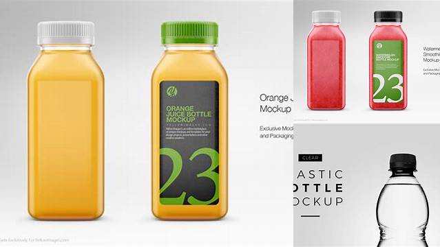 422+ Square Plastic Bottle With Paper Label PSD Mockup Premium Free Graphic Resource