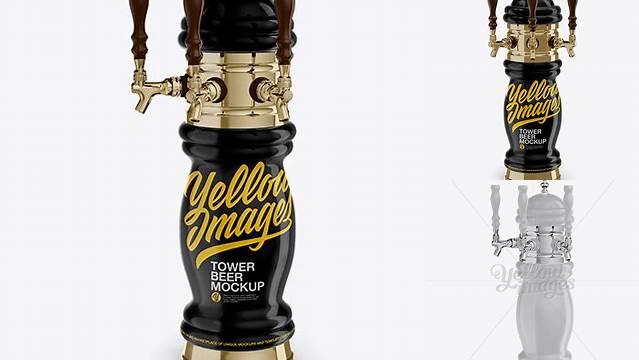 4221+ Glossy Beer Tower PSD Mockup Half Side View Editable Design PSD File