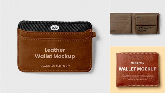 4221+ Wallet Mockup Free High-Resolution Editable PSD