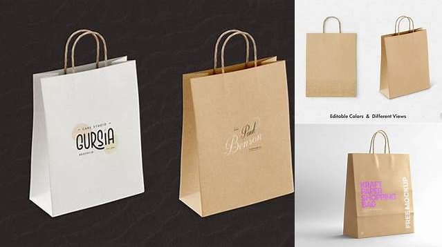 4222+ Kraft Paper Bag With Bow PSD Mockup Half Side View High-Quality Digital Mockup Resource