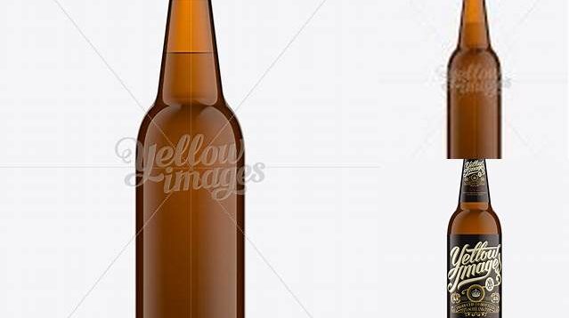 4223+ 500ml Long-Neck Amber Bottle Mock-up High-Resolution Editable PSD