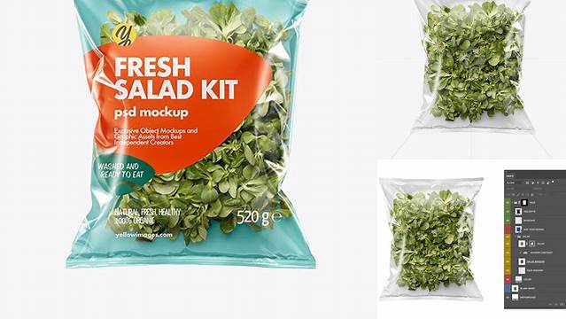 4228+ Plastic Bag With Corn Salad PSD Mockup High-Quality Creative PSD