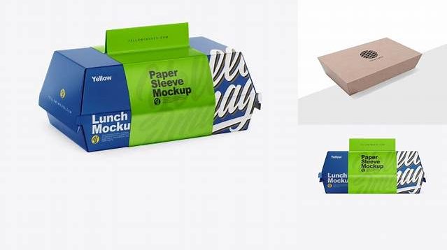 423+ Matte Lunch Box with Paper Sleeve PSD Mockup Mockup PSD Free Download