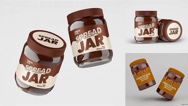 4235+ Glass Chocolate Spread Jar PSD Mockup Download Customizable PSD