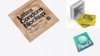 4235+ Kraft Paper Square Condom Packaging PSD Mockup Half Side View Fully Layered Photoshop Freebie