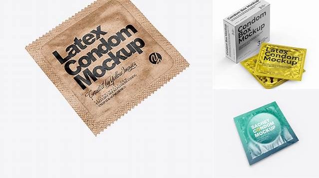 4235+ Kraft Paper Square Condom Packaging PSD Mockup Half Side View Fully Layered Photoshop Freebie