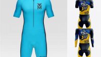 4235+ Men’s Cycling Skinsuit PSD Mockup Back View Modern Design PSD Resource Free Download