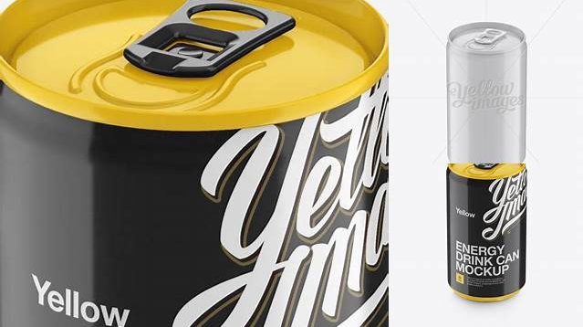 4236+ 150ml Aluminium Can With Glossy Finish PSD Mockup High-Angle Shot Digital Download