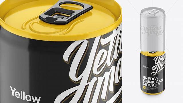 4236+ 150ml Aluminium Can With Glossy Finish PSD Mockup High-Angle Shot Digital Download