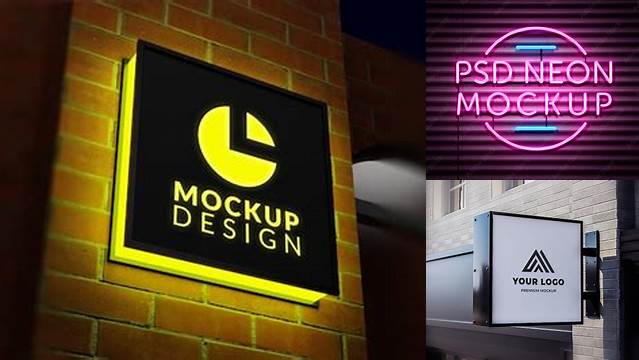 4238+ Mockup Neon Box Professional PSD Mockup