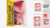 4238+ Plastic Vacuum Bag with Ham PSD Mockup Exclusive Free Creative Resource