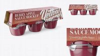 4240+ Berry Apple Sauce 6-4 Oz. Cups PSD Mockup Front View Exclusive Digital PSD Resource