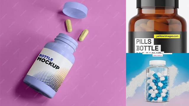 4240+ Blue Bottle With Capsules PSD Mockup PSD for Creative Projects