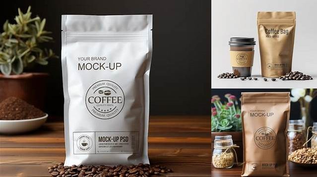 4241+ Matte Coffee Bag With Clip PSD Mockup Front View Creative Layered Mockup Freebie