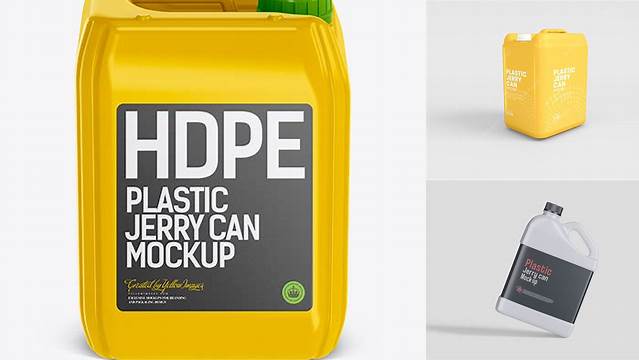 4243+ 10L Plastic Jerry Can PSD Mockup Front View Premium Free Graphic Resource