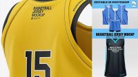 4243+ Men’s U-Neck Basketball Jersey PSD Mockup Back Half Side View High-End Professional PSD Resources