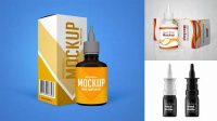 4245+ Nasal Drops Bottle PSD Mockup Front View Editable Photoshop Template Freebie