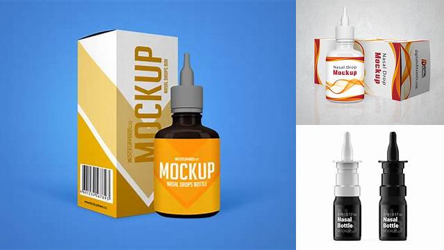 4245+ Nasal Drops Bottle PSD Mockup Front View Editable Photoshop Template Freebie