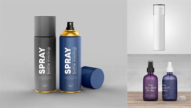 4246+ Metallic Cosmetic Spray Bottle PSD Mockup Photoshop Resource Free