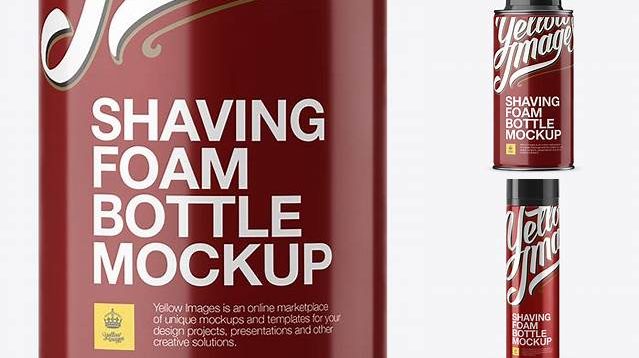 4248+ Glossy Shaving Foam Bottle PSD Mockup Customizable PSD Templates