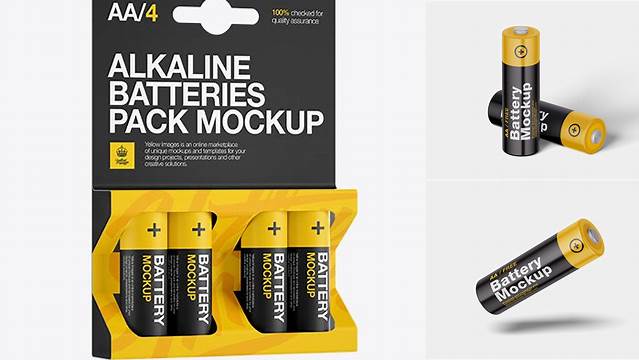 4249+ 4 Pack Mat Battery AA PSD Mockup Half Side View Download Free