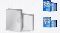 425+ Two Metallic Boxes PSD Mockup Half Side View High-Angle Shot Free Editable Photoshop Template